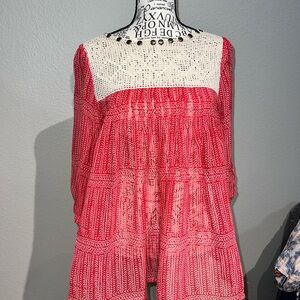 Red and White Women's Top